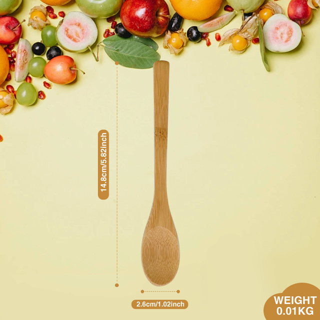 Factory Direct Modern Kids' Bamboo Eco-Friendly Camping Spoons Mirror Printed Logo Long Handle Spoon Set Coffee Stirring Honey