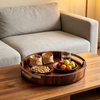 Wholesale Custom Eco-Friendly Europe Design Rustic Brown Wood Serving Food Tray Handmade Handles Kitchen Desk Bathroom