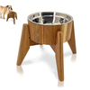 Custom Wooden Elevated Cat Dog Pet Feeding Bowl With 304 Stainless Steel Bowl