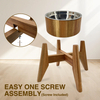 Custom Wooden Elevated Cat Dog Pet Feeding Bowl With 304 Stainless Steel Bowl