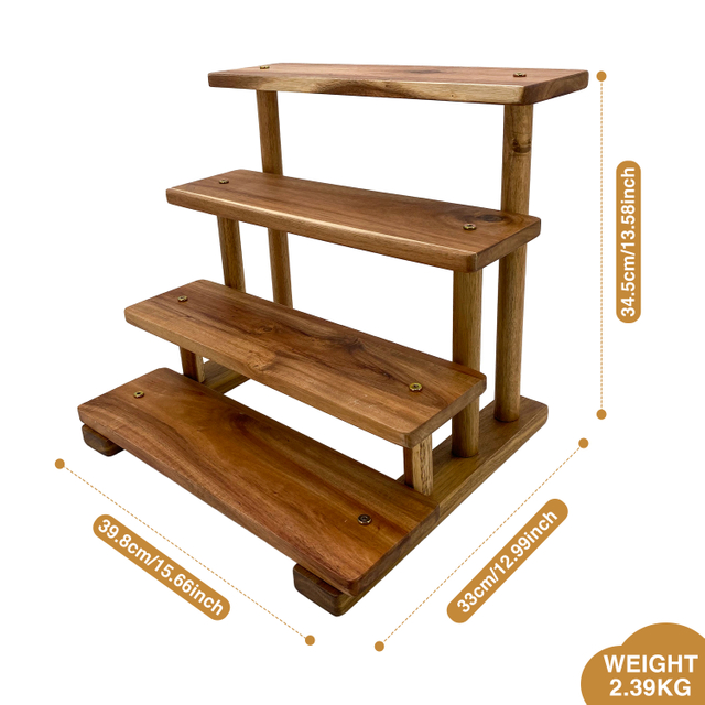 Cupcake Tower 4 Tier Appetizer Serving Tray and Platters Wooden Fruit Dessert Display Stand for Wedding Party