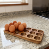 Japanese Style Eco-Friendly Wooden Double Row Egg Storage Box Home Organizer Rack for Fresh Eggs in Kitchen Refrigerator Storage