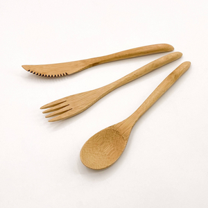 Wholesales Bamboo Spoon Wooden Fork Knife Kits Bamboo Cutlery Set for Camping