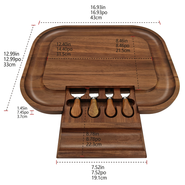 Luxury Wood Cheese Board and Knife Set Bamboo Cheese Board Large Wood Cheese Board