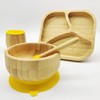 YCZM Baby Divided Integrated Bamboo and Wooden Dining Tray with Silicone Suction Cup