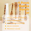 Customized Logo Natural Kitchen Laser Engraved Bamboo Utensils Set Large Cooking Wooden Spoon