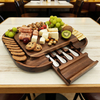 Top Selling Premium Sliding Cheese Board with 4-piece Cheese Knife Tool Set for Festive Party Christmas Decoration Food Platters