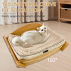 Large Breathable Bamboo U-Shaped Pet Bed for Kittens and Small Dogs with Removable and Washable Cushion for Indoor Outdoor Use