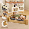 Indoor Cat Bed Natural Wooden Cat Sleeping Bed with Soft Pad Floor Stand Hammock Sofa Luxury Gift for Pet Lovers