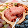 5 Compartments Round Custom Cheap Dry Fruit Wood Bamboo Divider Snack Serving Plate,Bamboo Nuts Serving Tray
