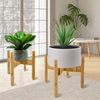 Bamboo Mini Plant Stand with Wooden Flower Pot Display Potted Plant Stand for Home & Garden Prevents Floor Wetness