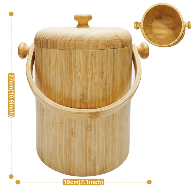 Sealed, Environmentally Friendly, Durable, Customizable Logo, Bamboo Large-Capacity Rice Bucket Bento Box with Handle