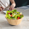 Japan-Style Silicone Salad Soup Bowl Set Sustainable Wooden Bamboo Dinnerware with European Design Style