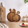 Round Dinner Plates Set Acacia Wooden Plate Dinnerware Sets Customizable logo Wood Flatware Tableware