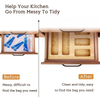 Modern Square Bamboo Lacquer Finish Wrap Organizer Box with Folding Feature for Kitchen Storage