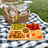 Bamboo Serving Tray with 5 Compartments Eco-Friendly Charcuterie Board Food Dish Plate Laser Logo for Presenting Dishes & Plates