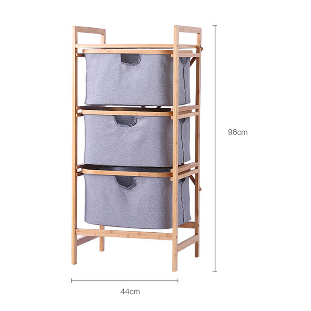 Home Laundry Basket Storage Corner Shelves Bamboo Laundry Basket Stand with Tary