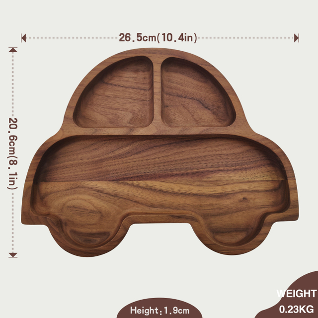 Walnut Wood Dinner Plates Round Wood Plates Set Easy Cleaning Lightweight for Dishes Snack Dessert