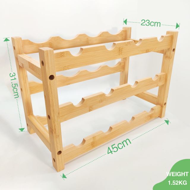 3 Tier Bamboo Water Bottle Storage Organizer, Wooden Stackable Wine Storage Rack Shelf Bamboo Wine Rack