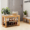 Wholesale 3-Tier Modern Bamboo Extendable Freestanding Shoe Storage Bench Display Organizer Shelf Shoe Rack for Living Room