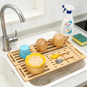 Hot Selling Foldable Bamboo Kitchen & Bathroom Dish Rack Collapsible Drain Board for Utensils & Tableware