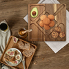 Customized Laser Eco-Friendly Natural Acacia Wood Square Food Grade Durable Bpa Free Grid Plate American Style Home Restaurant