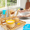 Functional Foldable Bamboo Drying Rack Space-Saving Collapsible Floor-Standing Durable Kitchen Bathroom Dish Baby