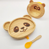 Custom Eco Divided Wood Wooden Bamboo Children's Baby Kids Dinner Dish Plate Set for Kids Baby Bowl