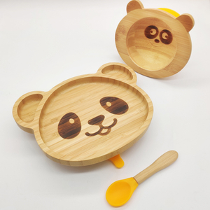 Custom Eco Divided Wood Wooden Bamboo Children's Baby Kids Dinner Dish Plate Set for Kids Baby Bowl