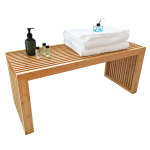 Bamboo Modern Shower Bench Chair Wood Shower Seat Bath Stool Ottoman Storage Apartment School