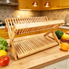 Bamboo Dish Rack for Kitchen Sink Space-Saving Foldable Dish Drainer Drying Rack for Dishes Plates Cups