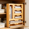 Ziplock Bag Dispenser Bamboo Drawer Storage Box Wall Mounted Holders and Racks 6 in 1 Foil Plastic Wrap Organizer for Kitchen