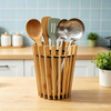 Wholesale Eco-Friendly Custom Bamboo Utility Rack Natural Bamboo Cutlery Spoon Wood Utensil Holder Flatware Organizer Kitchen