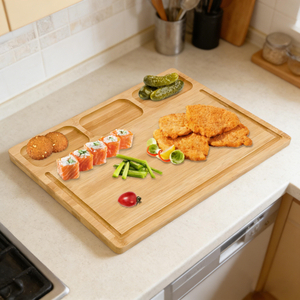 Extra Large Laser Engraved Bamboo Chopping Block with Juice Grooves Dishwasher Safe Totally Natural Organic Material