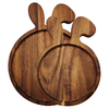 Round Dinner Plates Set Acacia Wooden Plate Dinnerware Sets Customizable logo Wood Flatware Tableware
