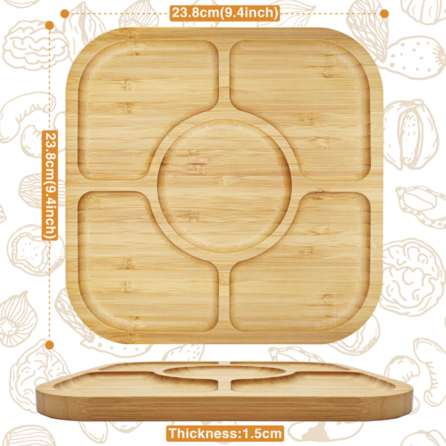 OEM&ODM Customized Bamboo Food Tray Bamboo Divider Plate for Kids Children's Bowl