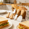 Cheap Eco-Friendly Stainless Steel Cheese Slicer Butter Knife Set Cheese Butter Cake Board Cutter Tool Cutting Knife Wooden