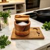 Eco-Friendly Acacia Wood Salt Keeper with Lid, Stylish Spice Storage Box for Home Kitchen & Culinary Use
