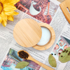 Eco-Friendly Carved Bamboo Salt Keeper with Laser Logo Swivel Lid Stylish Multifunction Seasoning Storage for Home Kitchen Use