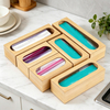 5 Pcs Bamboo Ziplock Bag Storage Organizer Food Storage Bag Organizer and Dispenser Compatible for Drawer