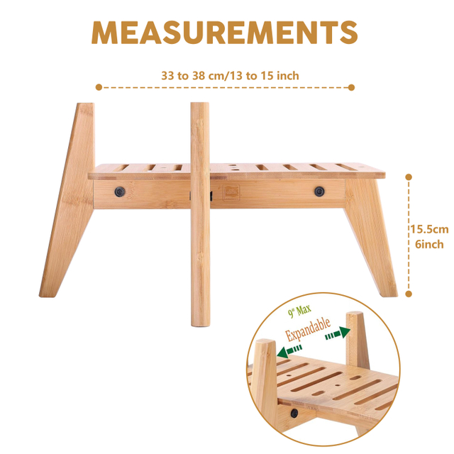 Hot Selling High Quality Bamboo Dog Bowl Stand Foldable Durable Eco-Friendly Adjustable Width Natural Color Contemporary Kitchen