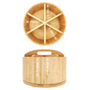 Eco-Friendly Classic Bamboo Utensil Organizer Rotating 6-Compartment Wooden Caddy Pen Phone Holder Kitchen Desk Living Room Use