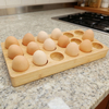 Bulk Eco-Friendly Bamboo Egg Storage Organizer Stackable Solid Bamboo Eggs Tray 18 Holes Egg Holder Refrigerator Countertop