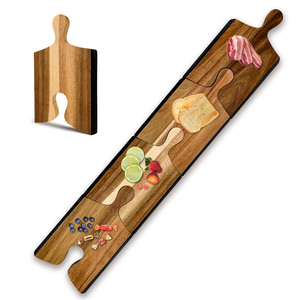 Christmas Party Serving Tray Gift Set Wooden Cheese Board and Wine Glass Spliced Rectangular Tray for Holiday Entertaining