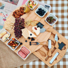 Bamboo Cheese Board Set Magnetic Slide-Out Drawers Charcuterie Plate Set With Ceramic Bowls and Cutlery Knife