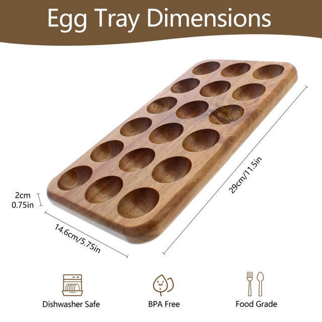 Japanese Style Eco-Friendly Wooden Double Row Egg Storage Box Home Organizer Rack for Fresh Eggs in Kitchen Refrigerator Storage