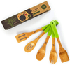 Bamboo Colorful Kitchen Utensils Set with Silicone Handle