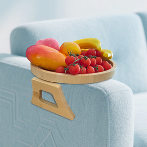 Bamboo Sofa Arm Tray Eco-Friendly Sustainable Multifunction Foldable Luxury Serving Tray for Home Kitchen & Living Room