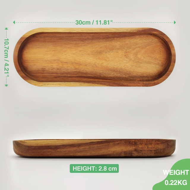Japanese Style Minimalist Bamboo Oval Eco-Friendly Tray Plate Dish Custom Logo for Serving Fruit Tea Dessert Home Hotel Parties