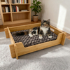 Indoor Cat Bed Natural Wooden Cat Sleeping Bed with Soft Pad Floor Stand Hammock Sofa Luxury Gift for Pet Lovers